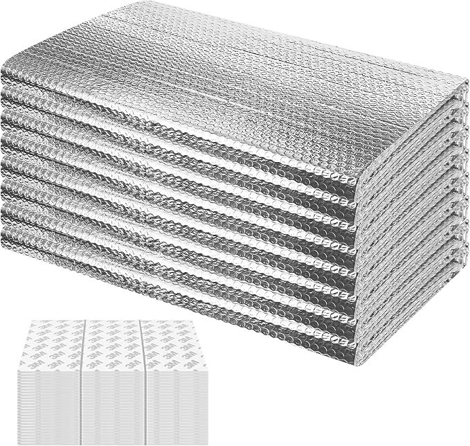 8P Garage Door Insulation Kit Panels 6MM 9x6.8 FT for Single Garage Door, Pre-Cut Bubble Reflective Aluminum Foil 120 Tape, DIY Install Temperature Control Block Summer Heat & Winter Cold (20.5x54)