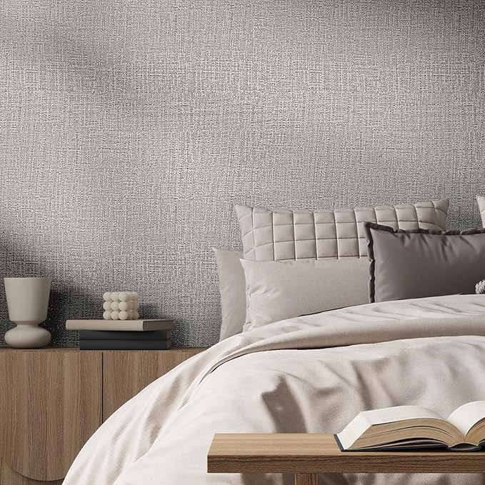 WADILE Grasscloth Peel and Stick Wallpaper 15.7in x 787.4in, Textured Contact Paper for Cabinets, Faux Linen Wall Paper Pull and Stick, Fabric Vinyl Wallpaper Self Adhesive Light Gray | Textured contact paper, Faux linen, Vinyl material, Cabinets, Self...