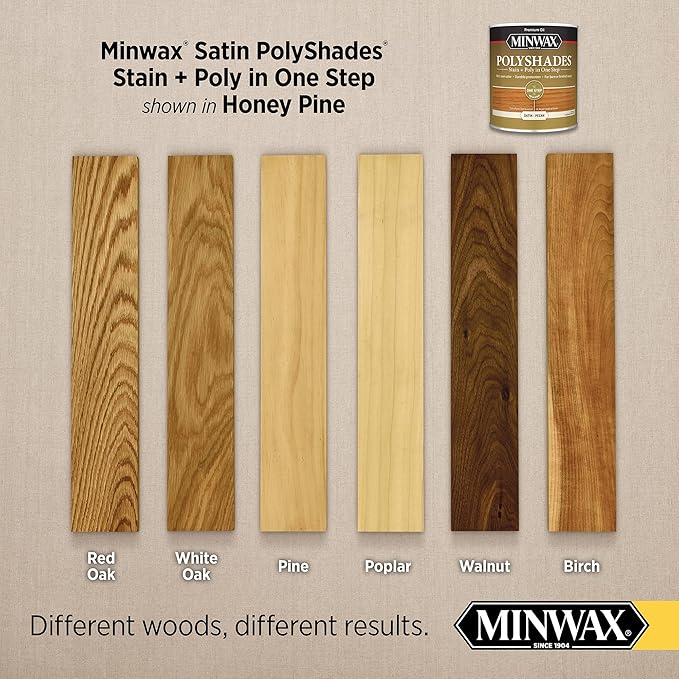 Minwax PolyShades Wood Stain + Polyurethane Finish – Quart, Honey Pine, Satin