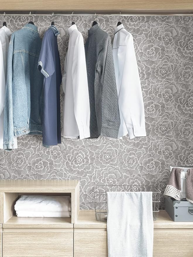 NuWallpaper Charcoal Saraya Peel and Stick Wallpaper, Grey, Removable Wallpaper, Renter-Friendly, 20.5 in x 18 ft
