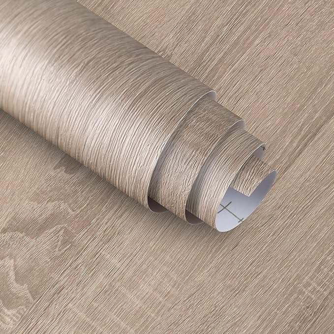 Large Size Natural Wooden Wall Paper Roll 31.5"x354" Wood Contact Paper | Boobest Light Gray Oak Textured Peel and Stick Wallpaper Removable Wood Grain Contact Paper for Door Bathroom Wall Furniture