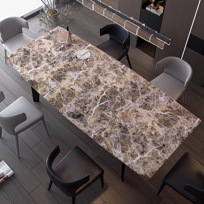 Wide Marble Granite Peel and Stick Wallpaper Contact Paper for Countertops | Counter Top Covers Brown Thick Waterproof Self-Adhesive Marble Vinyl Wrap 31.5x157inch Dark Wall Paper for Kitchen Bathroom