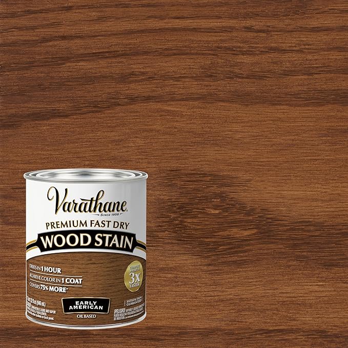 Varathane Premium Fast Dry Wood Stain | 1 Hour Dry Time | 1 Coat Color | Interior Wood Stain | Furniture, Cabinets, Doors, Trim | Quart | Early American