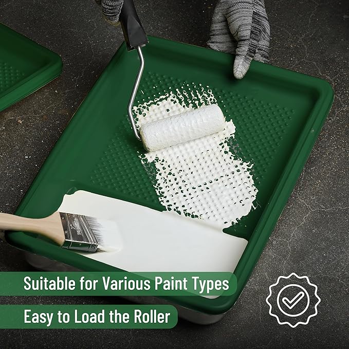 Bates- Paint Tray Liner, 9 Inch, 10 pcs, Green Paint Pans Trays, Plastic Paint Tray, Roller Tray Liners