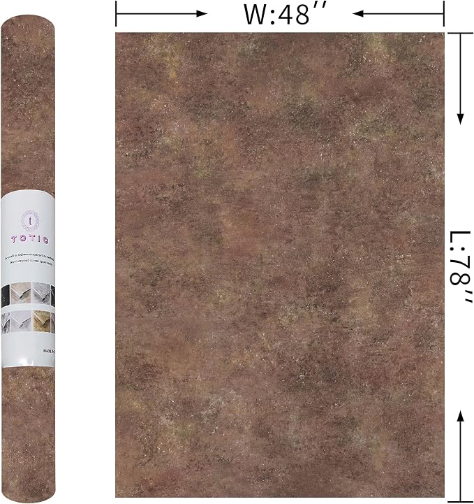 48x78in Extra Wide Concrete Wallpaper Peel and Stick Retro Brick Red Granite Countertop Contact Paper Brown Rock Wall Paper Matte Thicken Bubble-Free Design Waterproof Self-Adhesive Vinyl Wall Sticker