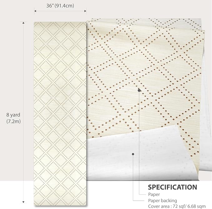 Ansehan Hand-Crafted Wallcovering HA3001 Droplets 36" W x8 Yard L Textured, Modern, Non Prepasted Natural Home Décor for Living Sapce, Sandstone/Gray/Bronze Gold