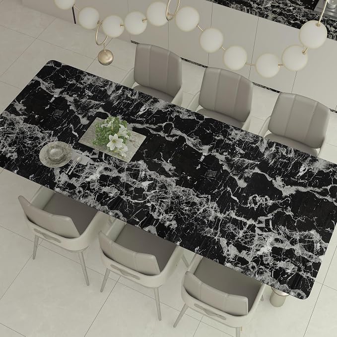 Glossy Black Marble Contact Paper 16x354 inch Peel and Stick Marble Wallpaper Waterproof Removable Self-Adhesive Marble Sticker for Kitchen Bathroom Countertop Shelf Liner