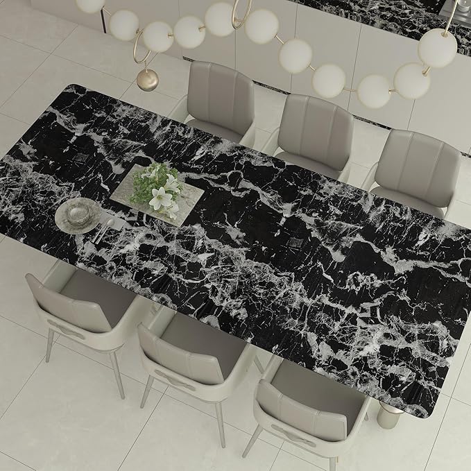 Black Marble Contact Paper Peel and Stick Countertop Waterproof Vinyl Film Glossy Marble Wallpaper Removable Self-Adhesive Counter Top Wrap for Kitchen Bathroom Sink Table Covers 16x118 inch