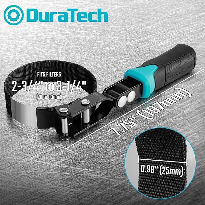 DURATECH Anti-Slip Small Swivel Oil Filter Wrench, 2-3/4" to 3-1/4" | Oil Filter Removal Tool, Ideal for Car Repair Tools