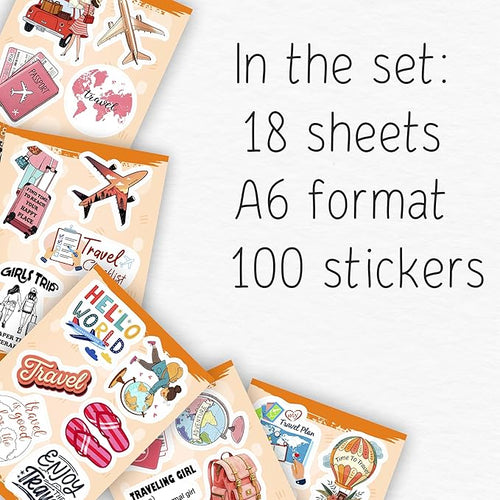 100Pcs Travel Stickers for Girls Luggage, for Water Bottle - Traveling Scrapbook Stickers and Decals - Cute Travel Journaling Decals - Traveling Girly Gifts