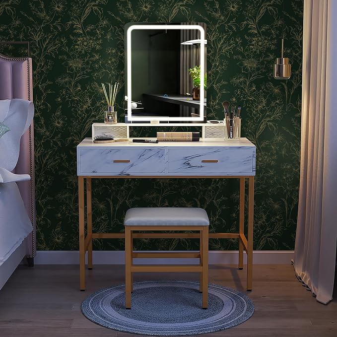 Hopepak Gold and Green Floral Wallpaper Peel and Stick Wallpaper for Bedroom 17.3" x 78.7" Self Adhesive Removable Wall Paper Waterproof Contact Paper Vinyl Roll for Bathroom Living Room
