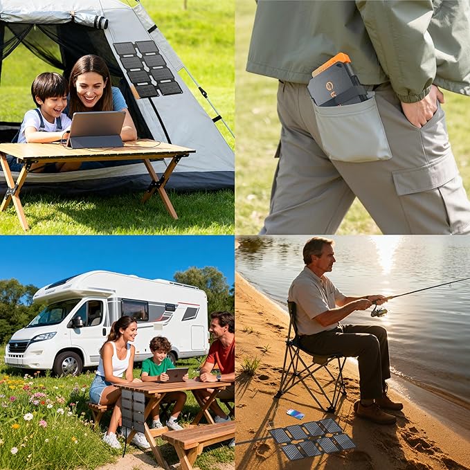 FlexSolar 25W Ultra-Portable Solar Panel Charger with Quick Charge, USB-A & USB-C Ports, Ultra-Lightweight for Outdoor Emergency Power, Backpacking, Hiking, and Camping