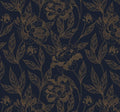Timeet Peel and Stick Wallpaper Gold and Blue Floral Wall Paper for Bedroom Removable Self Adhesive Elegant Contact Paper Decor 17.7In × 78.7In
