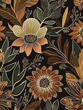 Boho Dark Black Gold Floral Wallpaper Peel and Stick 17.5"x197" | Self Adhesive/Removable/Waterproof/Thick Vinyl Contact Paper for Bathroom Bedroom Shelf Cabinet Drawer,Prepasted,Easy Peel