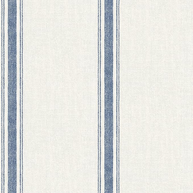 Chesapeake Blue Linette Fabric Stripe Wallpaper, 3115-12462