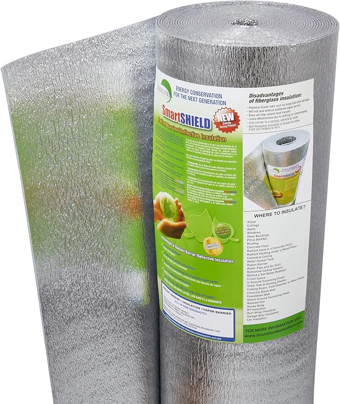 INSULATION MARKETPLACE SmartSHIELD -3mm 48inx25ft ReflectiveINSULATION roll, Foam Core Radiant Barrier, Thermal FoilINSULATION - Engineered Foil