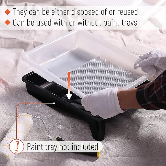 Bates Choice- Bates- Paint Tray Liner, 9 Inch, 10 pcs, White Paint Pans Trays, Paint Roller Tray, Roller Tray Liners