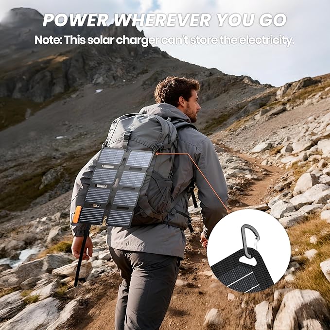 FlexSolar 25W Ultra-Portable Solar Panel Charger with Quick Charge, USB-A & USB-C Ports, Ultra-Lightweight for Outdoor Emergency Power, Backpacking, Hiking, and Camping