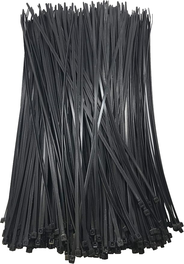 Standard Black 14" Inch Cable Zip Ties 50 Pounds Tensile Strength UV Resistant Wire Wrap - 100 Pack - Made in USA