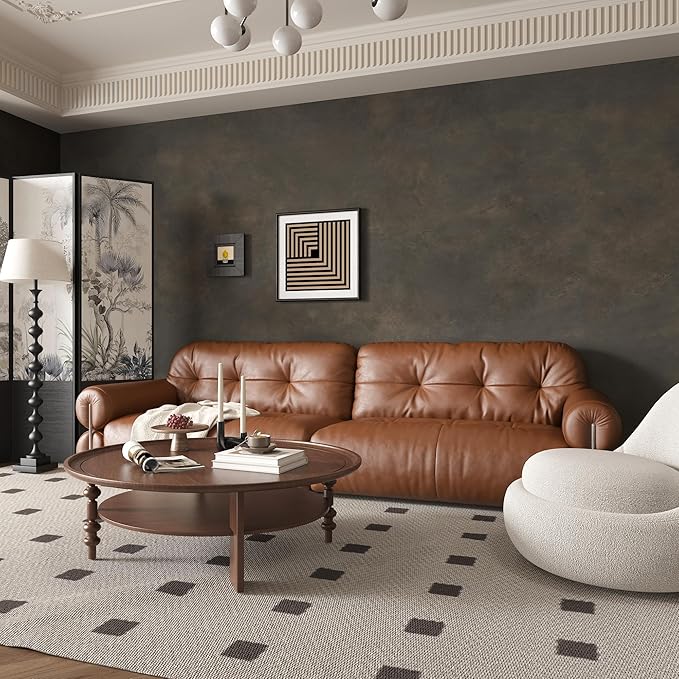 JSEVEM 48"×197" Large Size Extra Wide Thick Dark Brown Tan Grey Rusty Concrete Wallpaper Peel and Stick Waterproof Metallic Concrete Contact Paper Vinyl Adhesive Sticker for Bedroom Bathroom Gym Walls