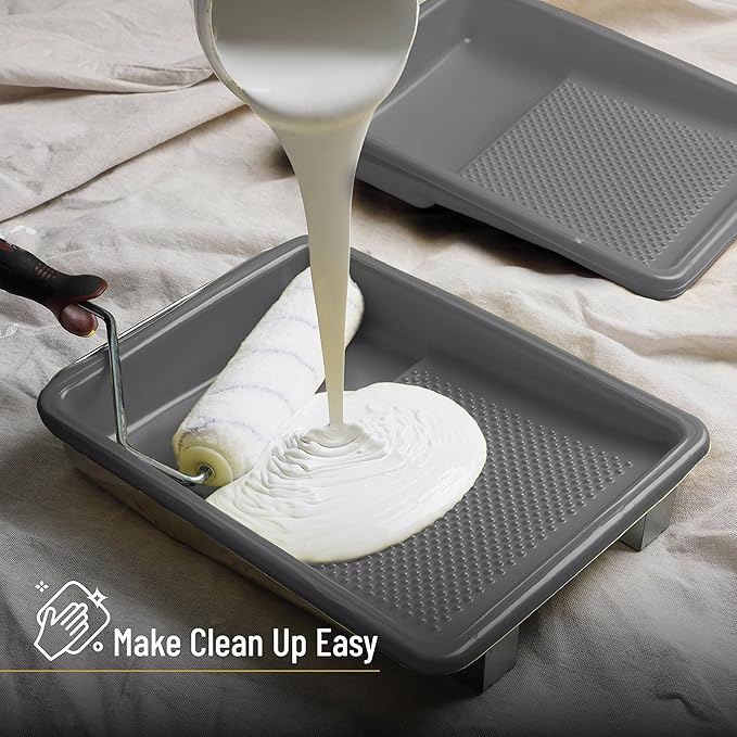 Bates- Paint Tray Liner, 9 Inch, 10 pcs, Grey Paint Pans Trays, Plastic Paint Tray, Roller Tray Liners