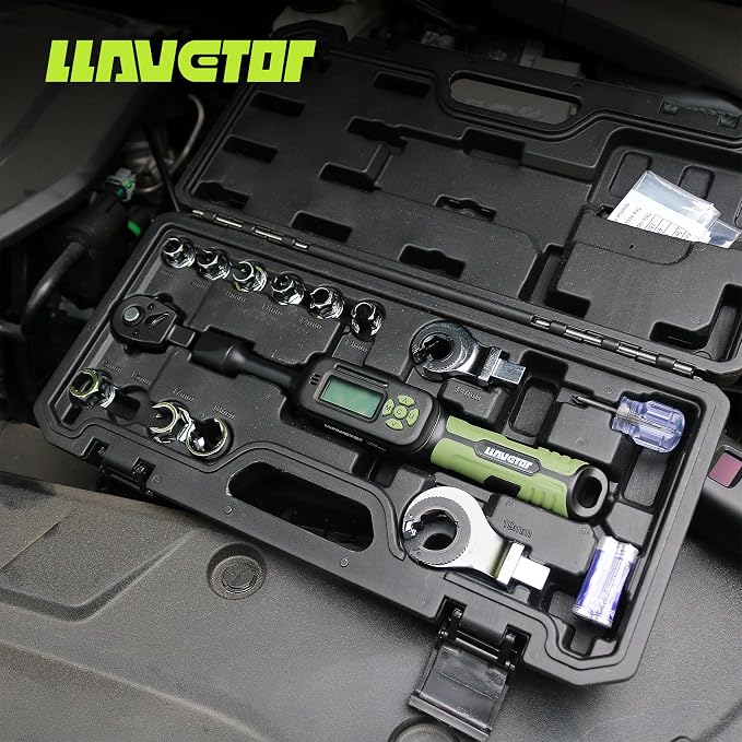 Ratcheting Flare Nut Wrench,Digital Torque Wrench,3/8" Drive 1-135Nm, 16PCS Flare Nut Wrench Torque Set, Crowfoot Torque Wrench Kit for for Nuts on Fuel & AC Repair