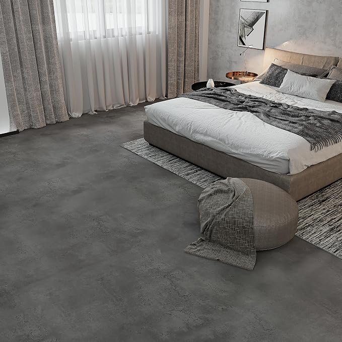 3yecao 24"×197" Thick Dark Grey Black Concrete Wallpaper Waterproof Charcoal Gray Cement Wallpaper Peel and Stick Matte Textured Self Adhesive Concrete Contact Paper for Bedroom Gym Living Room Walls