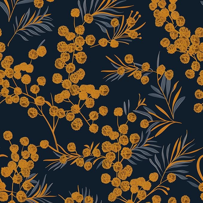 Dark Gold Floral Leaf Vintage Wallpaper Peel and Stick 17.5" × 393" | Self Adhesive/Removable/Waterproof/Thick Vinyl Contact Paper for Bathroom Bedroom Shelf Cabinet Drawer,Prepasted,Easy Peel