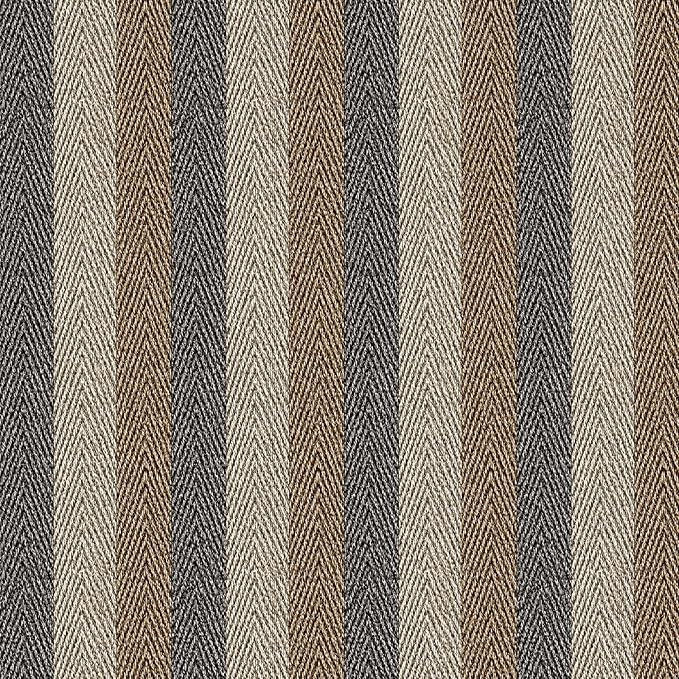 Textured Fabric Wallpaper Peel and Stick 17.3"x120" Black/Grey/Brown Faux Grasscloth Look Wall Paper Herringbone Striped Contact Paper Removable Vinyl for Bedroon Bathroom Cabinets Accent Wall