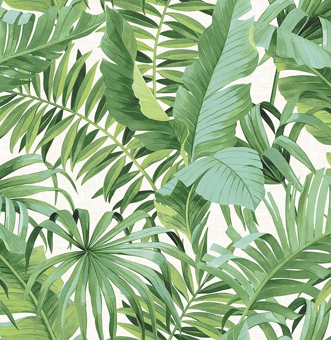 NuWallpaper Maui Peel and Stick Wallpaper, Green Tropical Leaf Removable Contact Paper for Walls, Self Adhesive Wall Covering for Bedroom Living Room Accent Wall