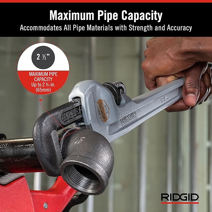 RIDGID 31100 Model 818 Aluminum Straight Pipe Wrench, 18-inch Plumbing Wrench