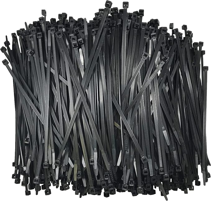Standard Black 7" Inch Cable Zip Ties 50 Pounds Tensile Strength UV Resistant Wire Wrap - 1000 Pack - Made in USA