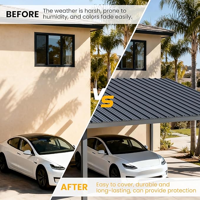 20 pcs Metal Roofing Panels - Corrugated Galvanized Roof Panels L41.34x W17.72 Inch, Waterproof Tin Roof Sheets for Garages,Sheds, Stables and Mobile Homes, Includes Screws(Grey,L41.34''-20)