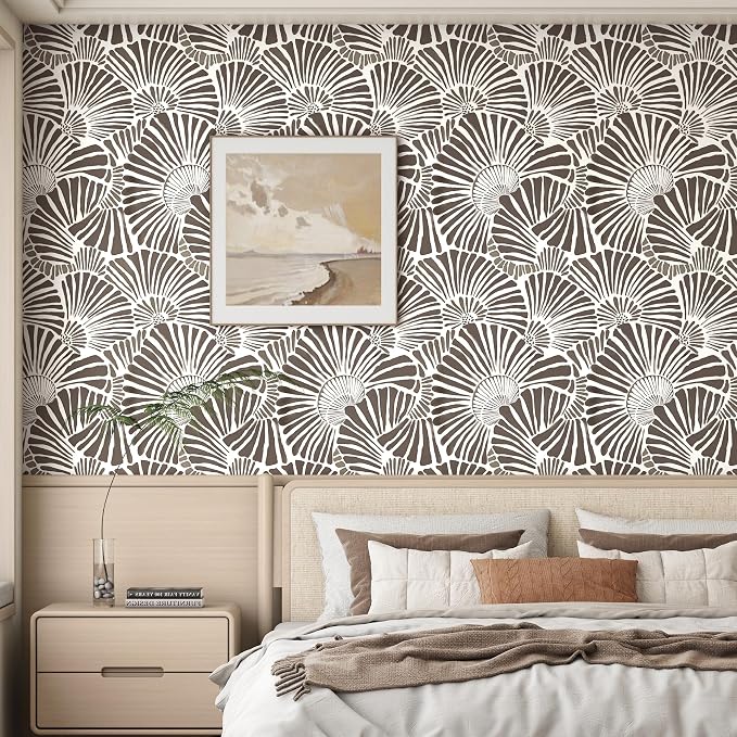 White and Brown Peel and Stick Wallpaper 17.3"393" Modern Boho Self Adhesive Removable Contact Paper for Bedroom Cabinets Drawers Shelf Home Decor Vinyl Film