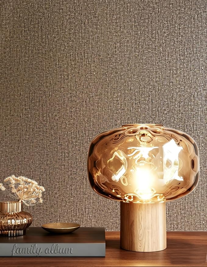 Chocolate Gold Metallic Peel and Stick Wallpaper | Textured Removable Thick Wallpaper, with Stunning Metallic Sheen, Dark Brown Accent for Bohemian makeover
