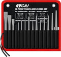 C&T 16-Piece Punch and Chisel Set with Storage Pouch, Including Taper Punch, Cold Chisels, Pin, Center Punch, Chrome Vanadium Steel