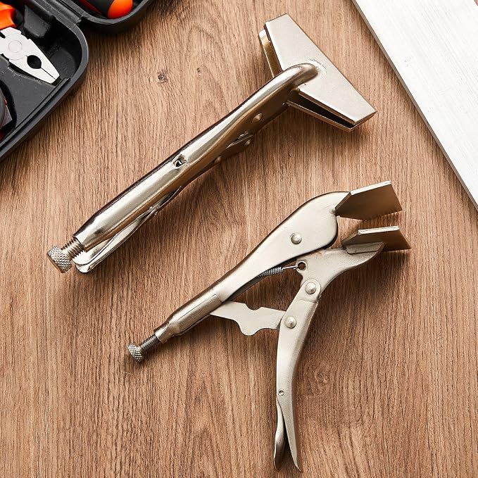 Lasnten 2 Pcs 10 Inch 8 Inch Original Locking Sheet Metal Tool Carbon Steel Clamp Heavy Duty Bender Tool Duck Bill Pliers Sheet Metal Bender Parts, Heat-Treated Plated Welding Plier