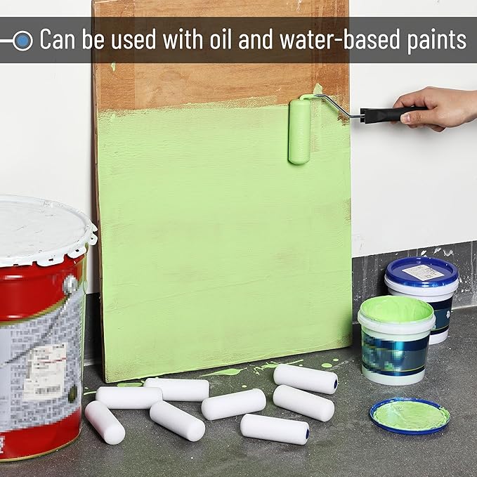 Bates- Paint Roller 4 Inch Paint Roller Frame with 2 Foam Covers