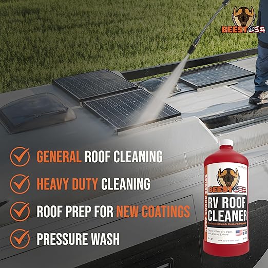 BEEST RV Roof Repair Kit Includes: Roof Coating 5G, EPDM Primer 1G, RV Cleaner 32 Oz, Non-Sag Lap sealant, Self-Leveling Lap Sealant, Seam Roller, Seam Tape & Gloves| Repair & Maintenance Bundle