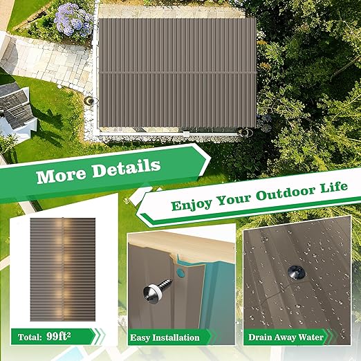 20pcs Metal Roofing Panels, 42.52'' L ×17.72'' W 102.25 ft² Corrugated Metal Sheets, Galvanized Steel Roof Fence Panels for Mobile Homes, Garages, Chicken Coop, Sheds, Stables, Patio, Warm Gray