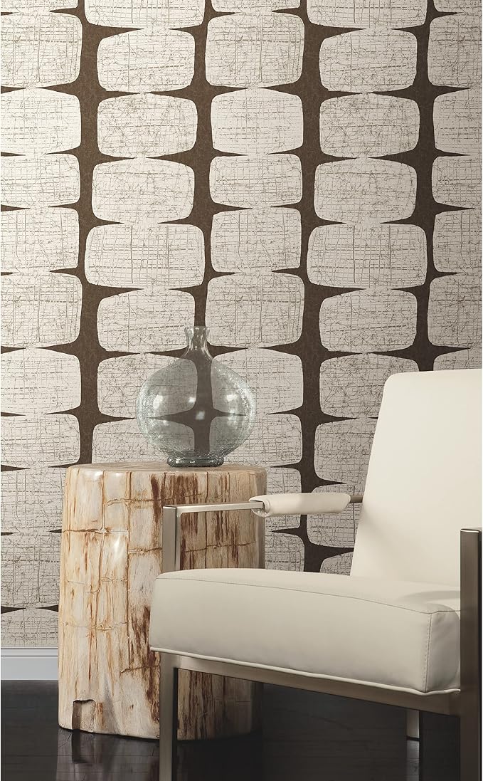 RoomMates RMK12349PL Mid-Century Beads Peel and Stick Wallpaper, Brown