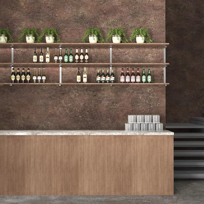 48x354in Extra Wide Concrete Wallpaper Peel and Stick Retro Brick Red Granite Countertop Contact Paper Brown Rock Wall Paper Matte Thick Bubble-Free Design Waterproof Self-Adhesive Vinyl Wall Stickers