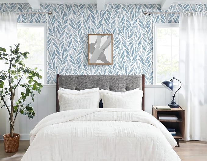 Safiyya 787"x17.3" Blue Peel and Stick Wallpaper Boho Contact Paper Modern Stick on Wallpaper for Bathroom Adhesive Kitchen Wall Paper Vinyl Rolls