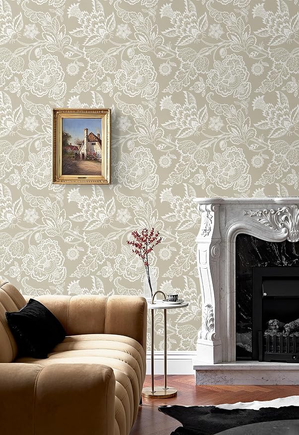 Hopepak Vintage Floral Peel and Stick Wallpaper Botanical Contact Paper Retro Self - Adhesive Removable Waterproof Wall Paper Decor for Bedroom Bathroom Easy DIY Home Upgrade 17.3" x 78.7"