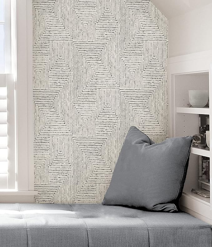 NuWallpaper x Scott Living Black Ink Peel and Stick Wallpaper, Removable Wallpaper, 20.5 in x 18 ft