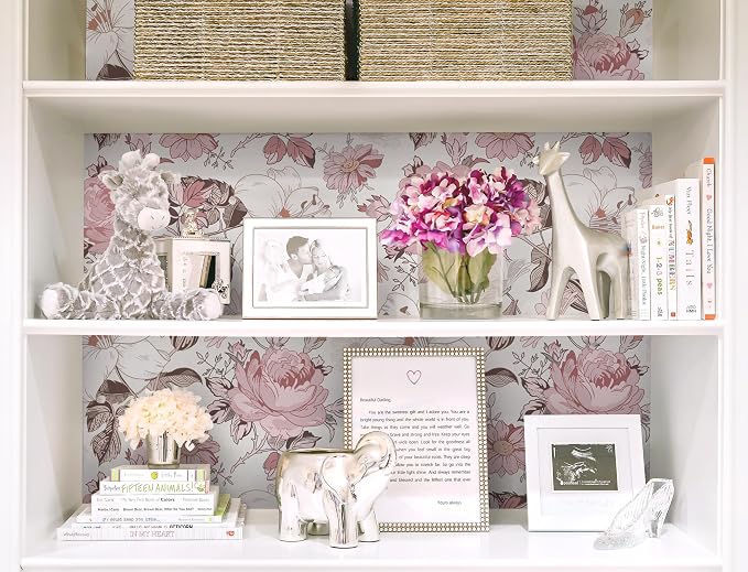 Hopepak Floral Peel and Stick Wallpaper Modern Pink Wall Paper Self Adhesive Removable Contact Paper for Girls Bedroom Cabinets Bathroom Nursery Home Decoration 16.1'' x 118''