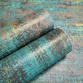 JiffDiff Vintage Metallic Peel and Stick Wallpaper Industrial Metallic Concrete Wall Paper Modern Stick on Wallpaper Self Adhesive Contact Paper(17.3" x 400" Blue Gold)