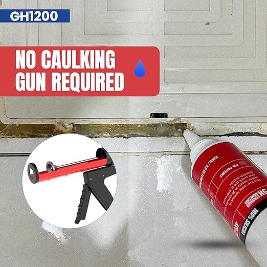 GH1200 150 ML/5 FL Oz Silicone Caulk Clear Silicone Sealant Waterproof, Kitchen & Bathroom Caulk - Shrink & Crack Proof - Indoor & Outdoor Use Silicone Glue - Strong Caulking Formula Tube