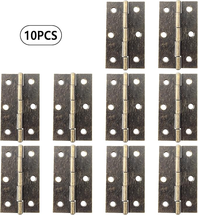 10 Pcs 2.5 Inch Antique Bronze Door Hinge Cabinet Hinge - Reliable Antique Bronze Ball Bearing Butt Hinges for Windows, Cabinets, and Outdoor Use - Includes Mounting Screws