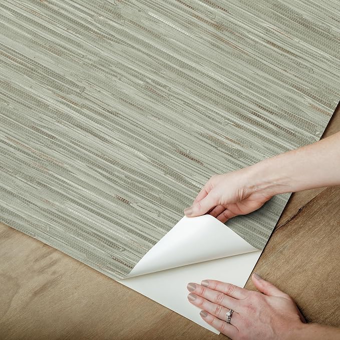 NuWallpaper Green Grassweave Peel and Stick Wallpaper, Textured Removable Wallpaper, 20.5 in x 18 ft